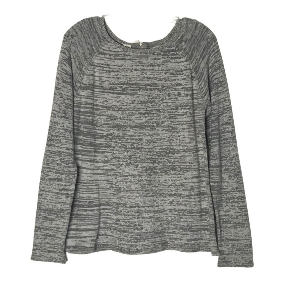 Peppercorn Long Sleeve Back Zip Pullover Sweater Gray Large